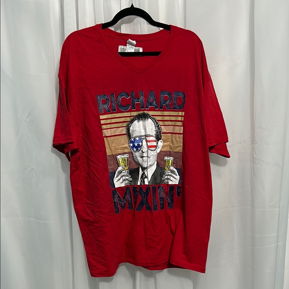 Red Graphic T-Shirt with Patriotic Design